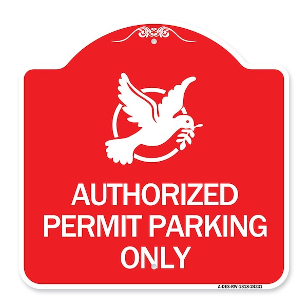 Signmission Authorized Church Parking W/ Graphic, Red & White Aluminum Sign, 18" x 18", RW-1818-24331 A-DES-RW-1818-24331 - main